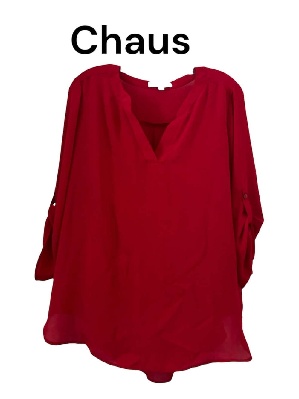 Chaus Women's Red V-Neck Blouse L